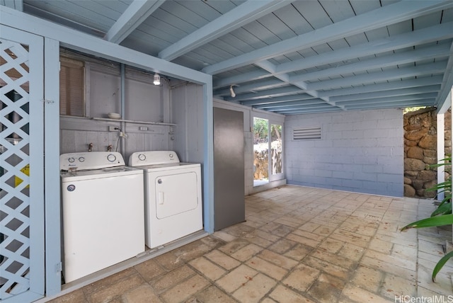 washroom featuring washer and clothes dryer