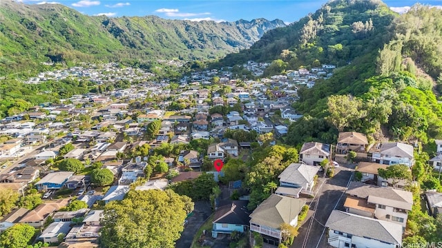 aerial view with a mountain view