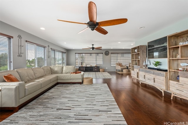 living room with wood-type flooring