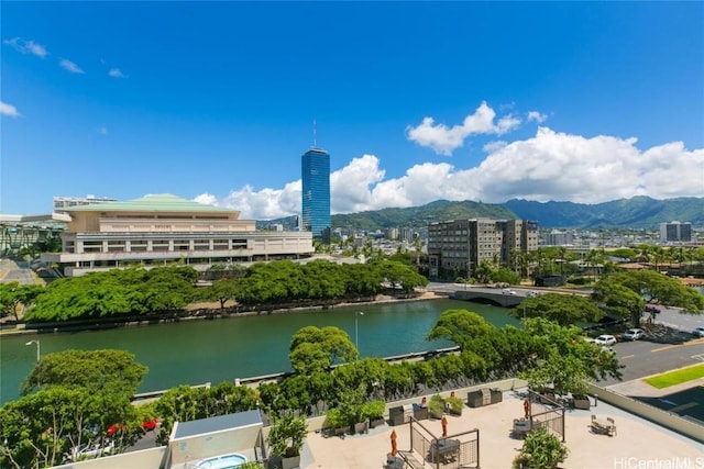 view of water feature with a mountain view