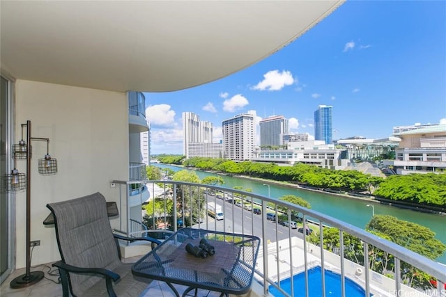 balcony with a water view