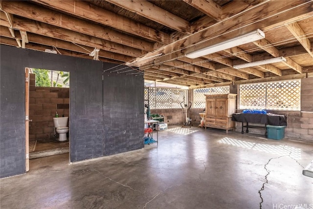 interior space with concrete floors