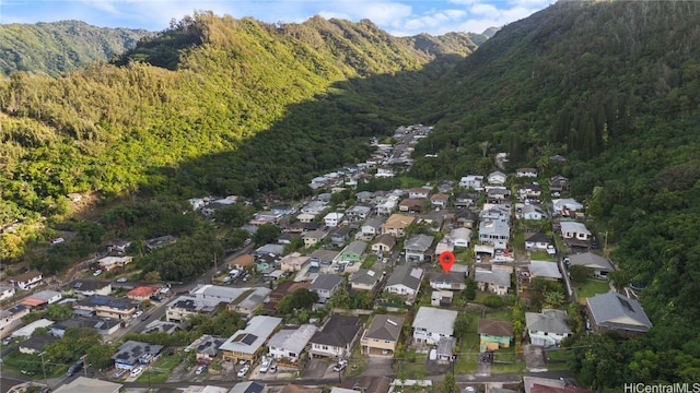 aerial view featuring a mountain view