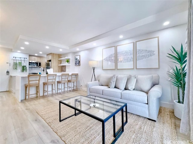 living room with light wood-type flooring