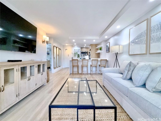 living room featuring light hardwood / wood-style flooring