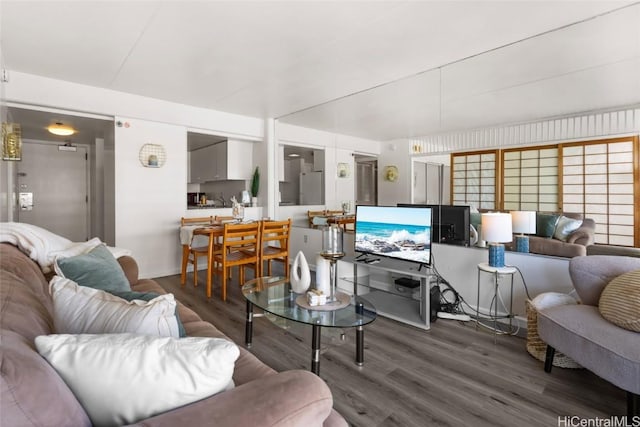 living room featuring wood-type flooring