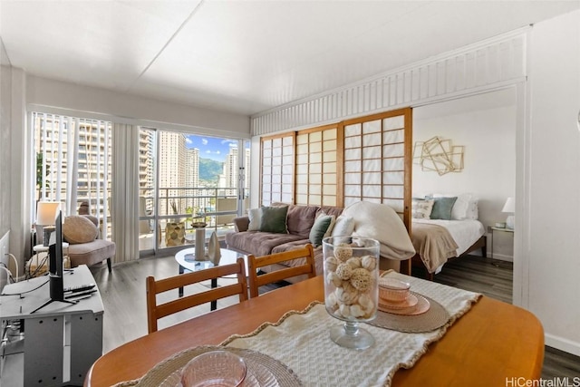 interior space with hardwood / wood-style floors