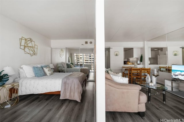 living room with dark wood-type flooring