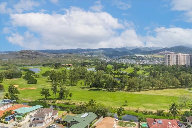 aerial view with a mountain view