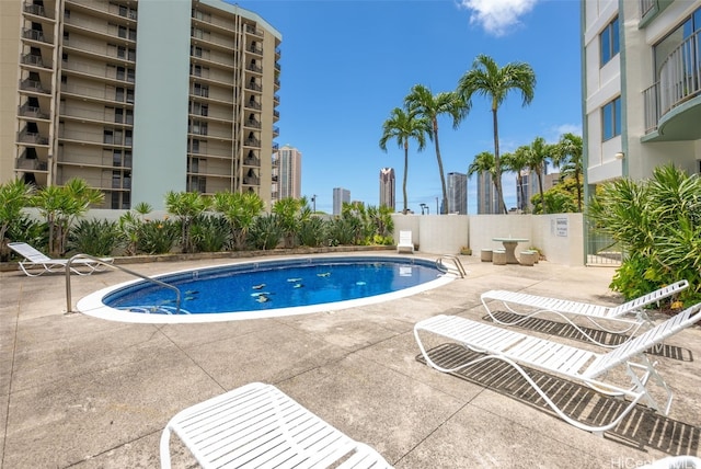 view of pool with a patio area