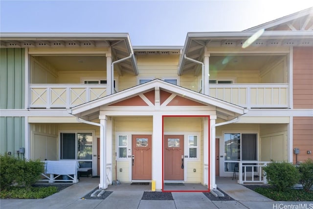 entrance to property featuring board and batten siding