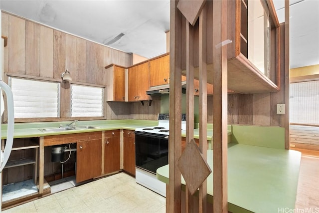 kitchen with range with electric cooktop and sink