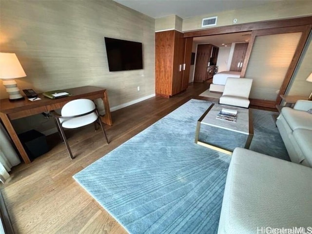 living room featuring hardwood / wood-style flooring