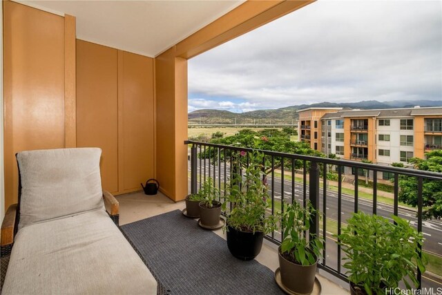 balcony with a mountain view