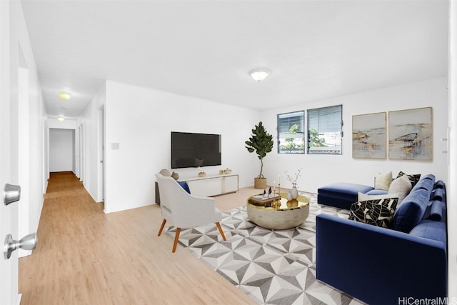 living room featuring light hardwood / wood-style flooring