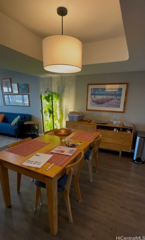 dining room with dark hardwood / wood-style flooring