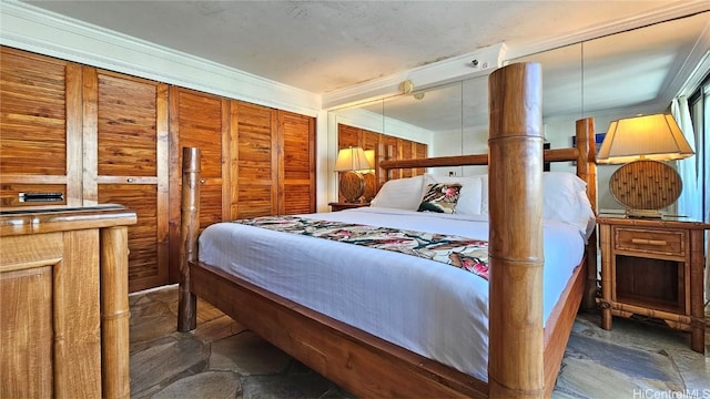 bedroom featuring ornamental molding