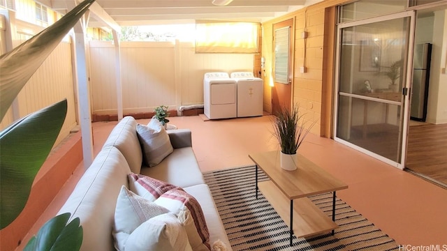 interior space with independent washer and dryer