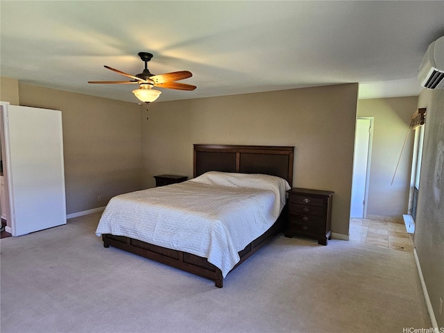 1175 Palea Way, Honolulu, HI 96825 - bedroom featuring a wall unit AC, light colored carpet, and a ceiling fan