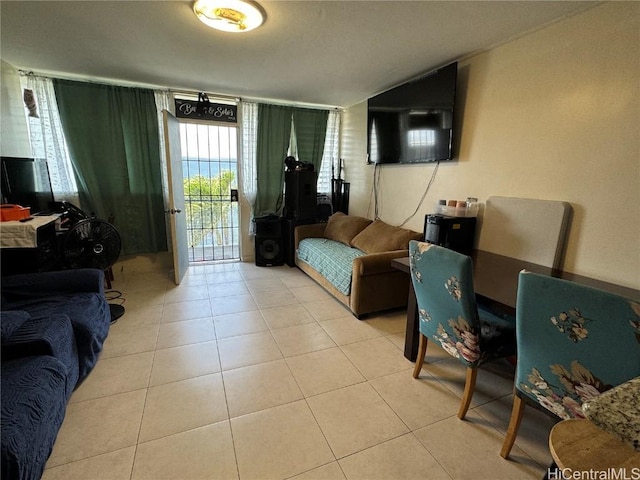 view of tiled living room