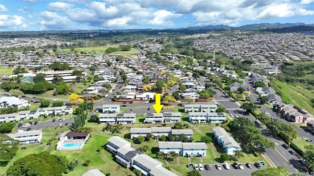 aerial view with a mountain view