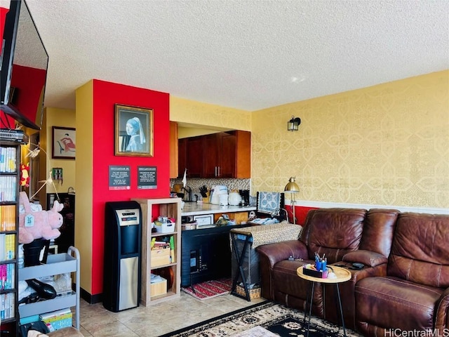 kitchen featuring a textured ceiling