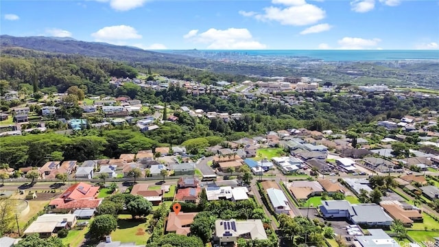 birds eye view of property featuring a mountain view