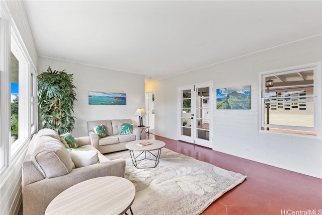 living room with french doors