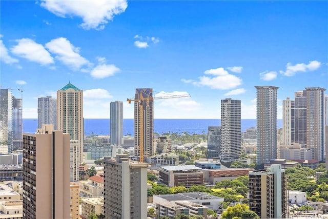 view of city with a water view