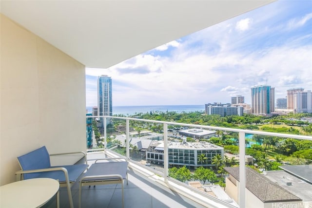 balcony with a water view