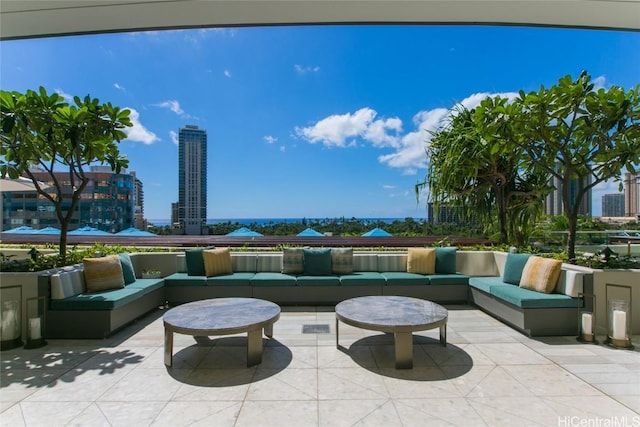 2139 Kuhio Ave Unit 1810, Honolulu, HI 96815 - view of patio / terrace with outdoor lounge area and a city view
