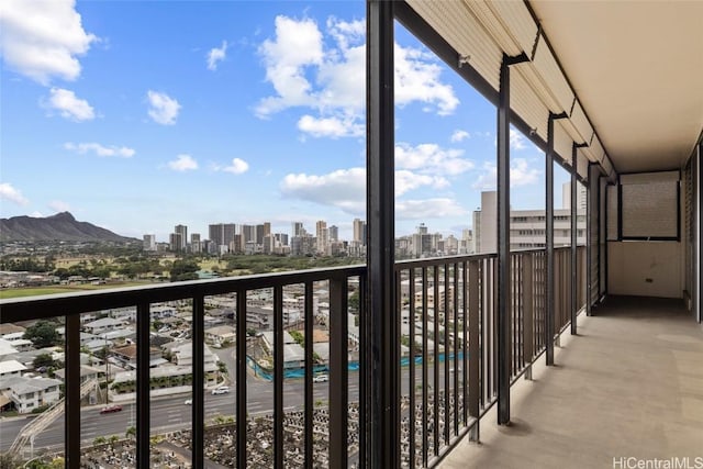 balcony with a mountain view