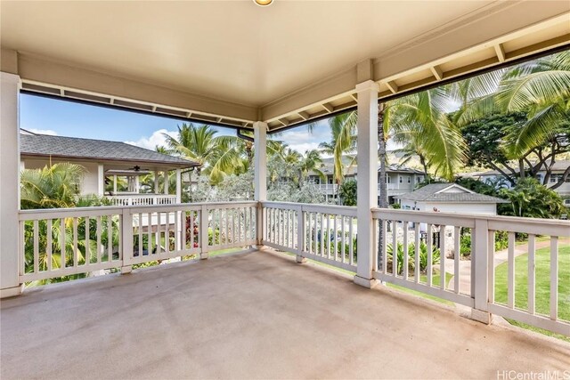 view of patio / terrace featuring ceiling fan