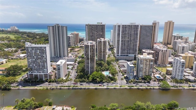 view of city with a water view