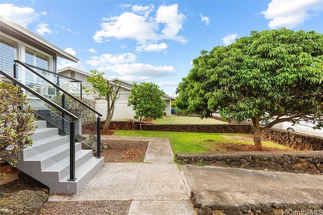 view of yard with stairway