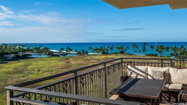 balcony with a water view