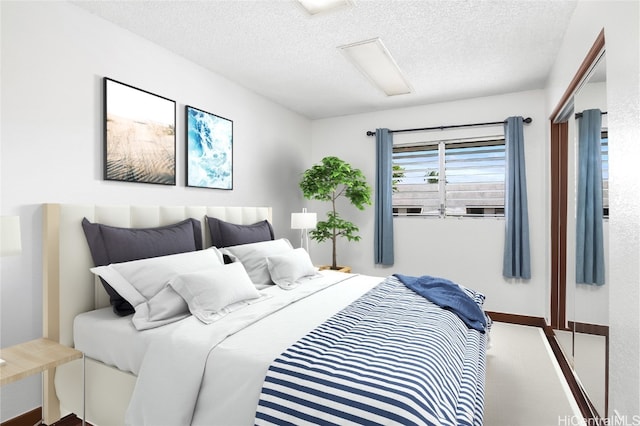 bedroom with a textured ceiling