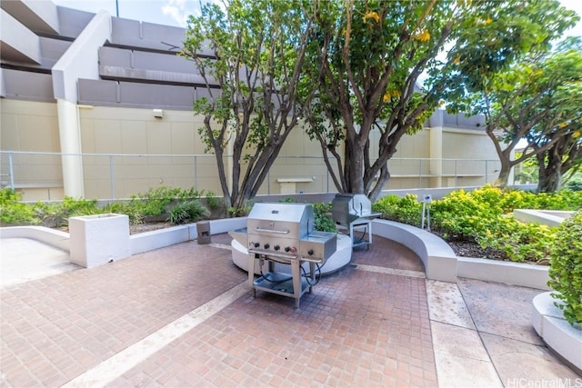 view of patio / terrace featuring a grill