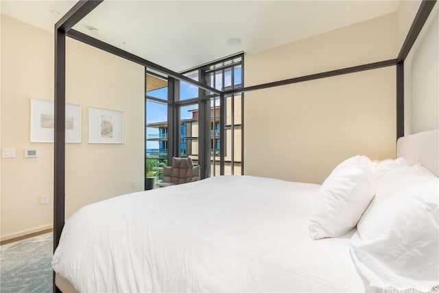 bedroom featuring floor to ceiling windows