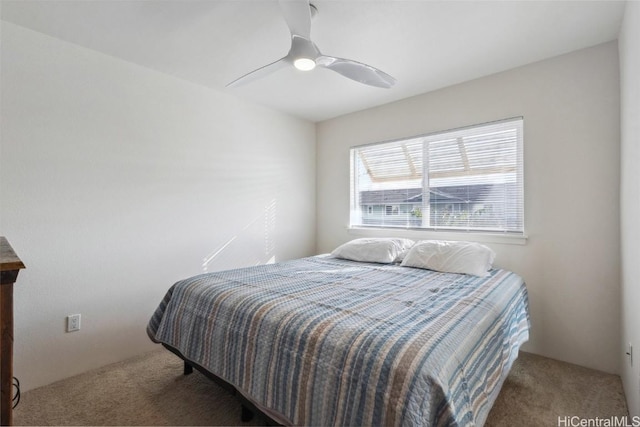 bedroom with carpet floors and ceiling fan