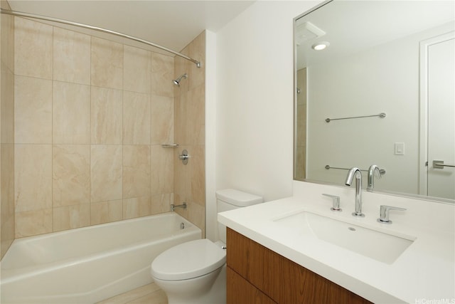 full bathroom featuring toilet, vanity, and shower / bath combination