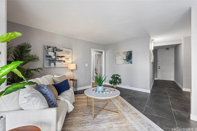 living area with baseboards