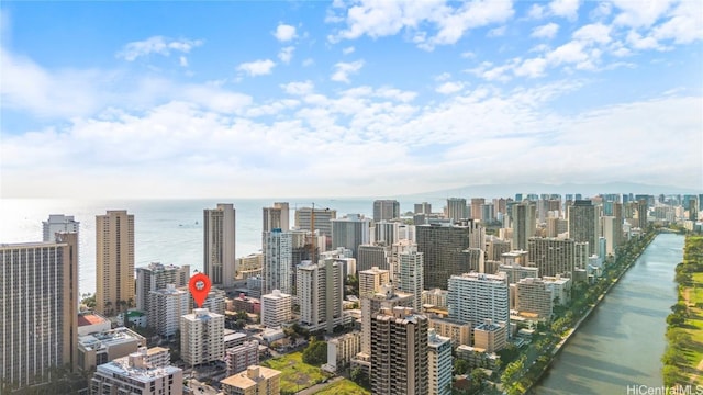 view of city with a water view