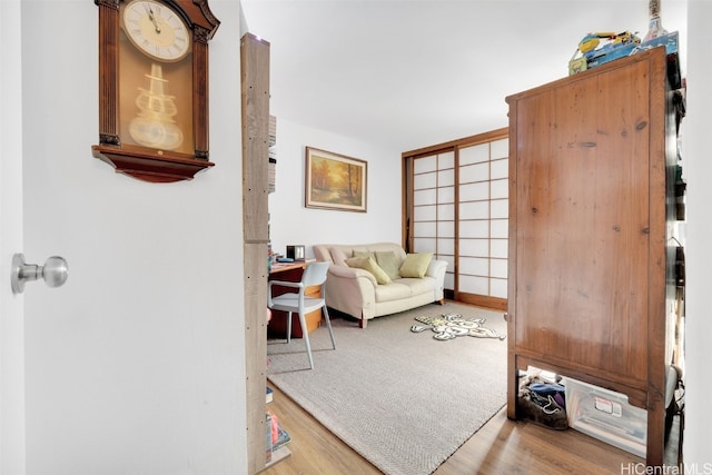 living area featuring hardwood / wood-style flooring