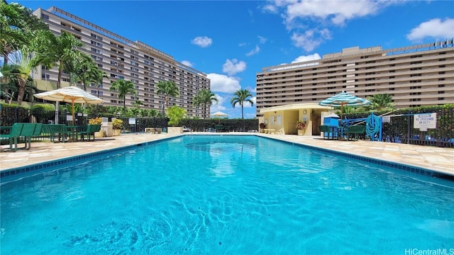 view of pool featuring a patio area