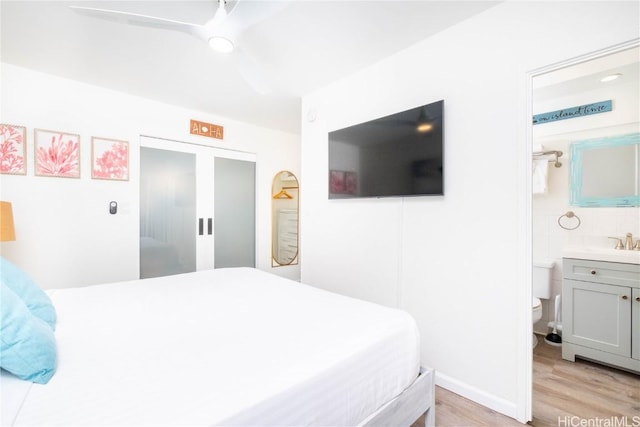 bedroom featuring light wood-type flooring