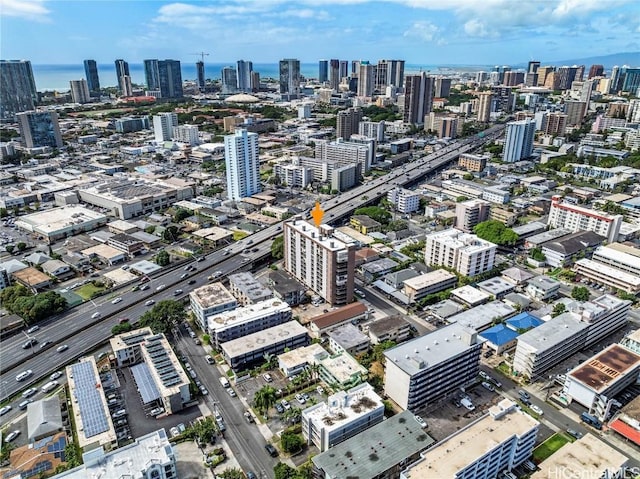 birds eye view of property featuring a city view