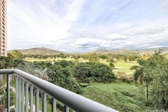 balcony with a mountain view