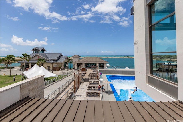 91-1137 Kai Kukuma St, Ewa Beach, HI 96706 - view of swimming pool featuring a gazebo, a water view, and a patio area