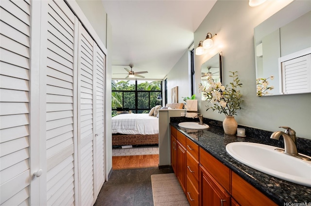 full bathroom with a sink, connected bathroom, and a closet